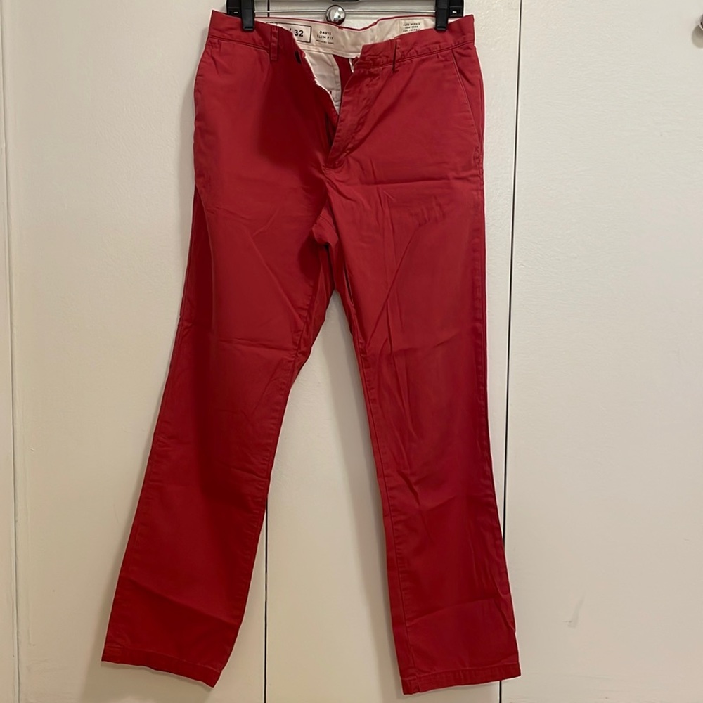 Club Monaco men Nantucket red khaki pants 32W 32L - Davis slim fit zip fly
